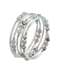 Pulsera de cuentas de rosa con ágata natural, regalo para mujeres y niñas