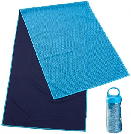 OSPORTFUN Cooling Towel for Instant Cooling, 40"x12" Snap Cooling Towel for Sports, Running, Hiking, Climb, Football, Tennis, Golf, Yoga, Gym, Neck, Stay Cool for Camping Travel (Blue)