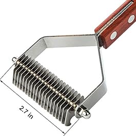 MEETWIN Undercoat Grooming Rake, Dematting Stripper, Tool, Combs for Medium to Large Dogs, Cats, Stainless Steel Combines with Solid Wooden Handle