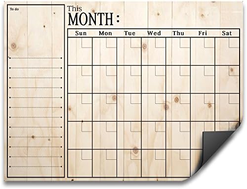 Fridge magnets Monthly Calendar print of the wood surface |17 x 12 inch whiteboard_No.006