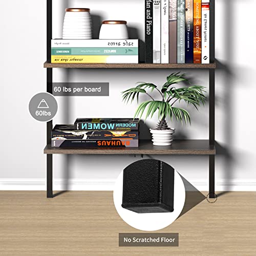 UVII Ladder Shelf Industrial Bookshelf, 5Tier Ladder Bookshelf with