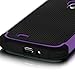E LV Hybrid Dual Layer Armor Defender Protective Case Cover (Hard Plastic with Soft Silicon) for Samsung Galaxy S4 S IV i9500 with 1 Screen Protector, 1 Black Stylus, 1 Micro Fiber - (PURPLE)