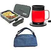 Hot Bento Plus & Kup Gift Bundle with Insulated Tote Bag - Self Heated Lunch Box and Heated Coffee Mug Removeable Battery Powered, Portable, Hot Meals and Drink for Office, Travel, Meal Prep