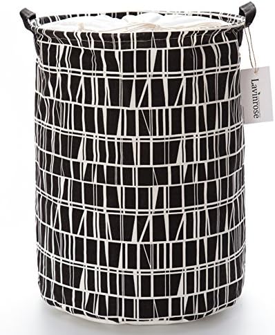 Lavinrose Foldable Large Cylindric New Mosaic Style Canvas Fabric Storage Bin Storage Basket Organizer, Laundry Hamper for Blouse T-shirt Underwear etc