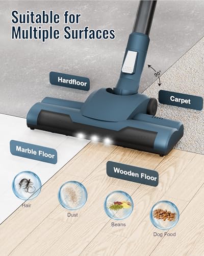 6-in-1 Cordless Vacuum Cleaner, 30,000Pa Strong Suction, 3 Speeds & Up to 40 Mins, 1.5kg Lightweight Stick Vacuum with LED Light, Removable Battery with Wall Mounted, ideal for Home