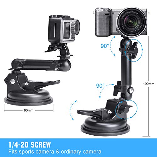 fantaseal Action Camera Smartphone Suction Cup Race Car Cockpit Mount Motion Camcorder Vehicle Windshied Hood Rooftop Holder for GoPro Sony iPhone Hi-Speed Filming