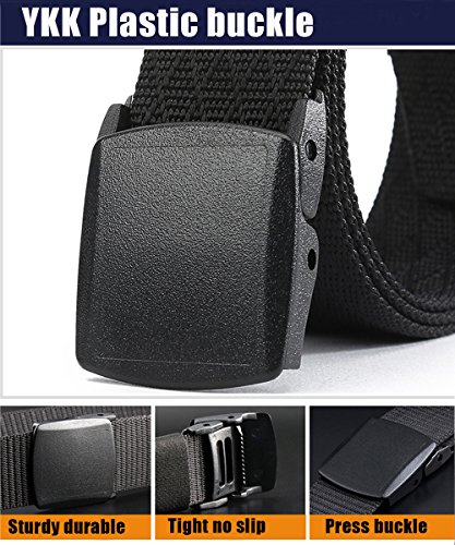 WYuZe Nylon Web Belt Outdoor Casual Mens Military No metal Buckle Webbing belt