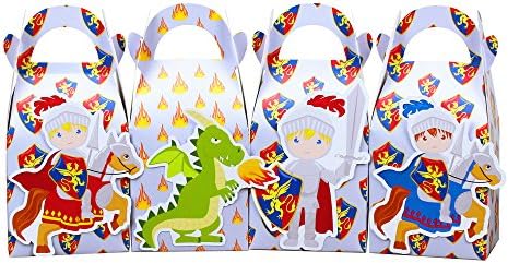 Knight Party Favor Bags Brave Knight Party Supplies Treat Box for Goody 12 Boxes / Pack