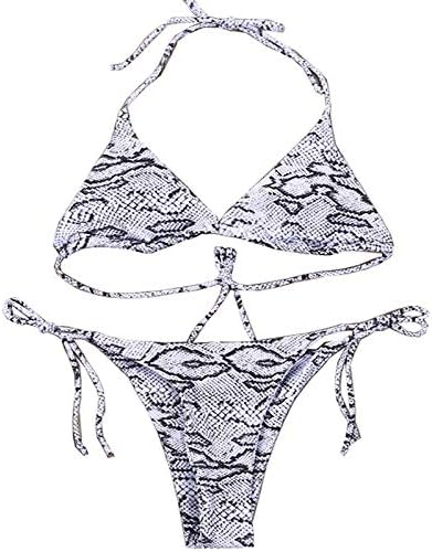Women Striped Triangle Bikini Sets Female Top Tie Side Bottom Padded Swimsuit