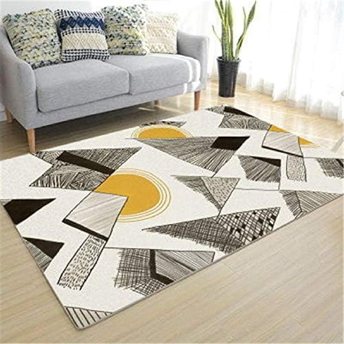 shshuiyue Modern Area Rugs Soft Carpet Abstract Geometric Triangle Black Yellow White Living Room Bedroom Bedside Rugs Non-slip Mat 200X300CM