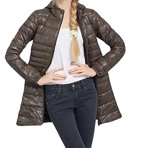 Yayu Womens Mid-long Winter Hooded Stylish Parka Jacket Coat Brown US L