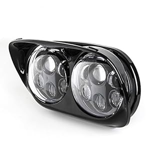 SKUNTUGUANG Motorfiets koplamp 5,75 inch met twee LED-koplampen voor Harley Davidson Road Glide 2004 ~ 2013 (zwart)