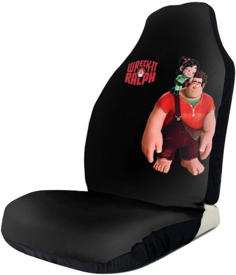 hengshiqi Car Seat Covers, Funny Wreck It Ralph Car Seat Cover Automotive Front Seat Protectors Fit for Most Car Truck SUV - 1PC/2PC