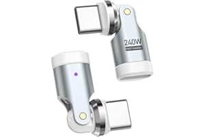 USB C Adapter [2-Pack], PD 240W USB C 90 Degree Adapter, USB Type C Right Angle Adapter/360 & 180 Degree C to C Adapters for 
