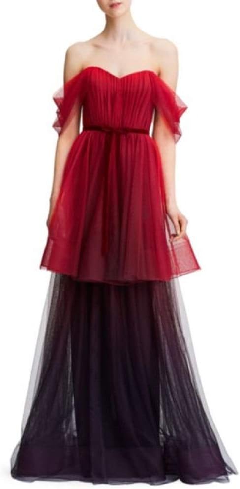 Women's Off The Shoulder Ombre Tulle Tiered Gown