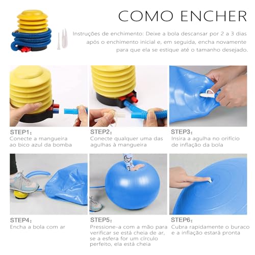 GODREAM Bola Pilates, Bola Fisioterapia, Bola Suiça, 55 cm, 65 cm, 75 cm, Anti estouro, Suporta até 300kg, Ideal para Gestante, Ginastica, Yoga, Academia e Pilates em casa, com Bomba