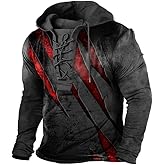 Bengbobar Men's Military Tactical Hoodies Retro Distressed American Flag Print TieUp Pullover Trainning Camping Sweatshirt