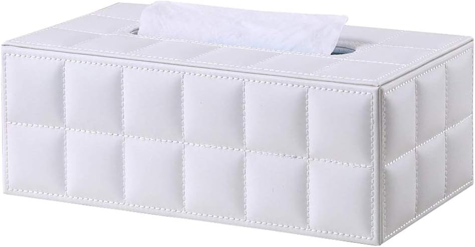 KINGFOM Imitation Suede Leather Rectangle Tissue Box Dispenser Case Napkin Holder Home Office Decoration Car Accessory Colors (white): Home & Kitchen