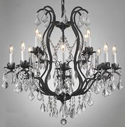 Wrought Iron Crystal Chandelier Lighting Chandeliers H30 x W28
