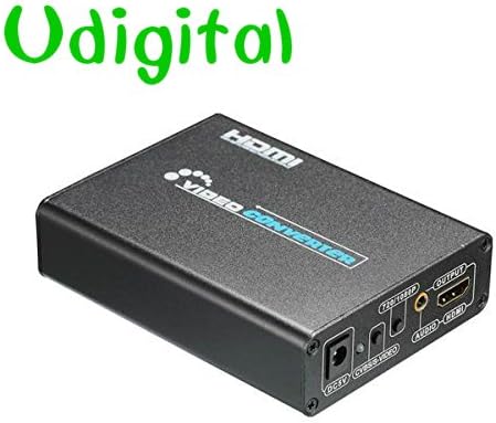 Udigital 3RCA/AV/CVBS Composite &amp; S-Video R/L Audio to HDMI Converter Adapter Upscaler Support 720P/1080P with 3RCA S-Video Cable for DVD/VCR/PS2/PS3/Xbox/HDTV Black