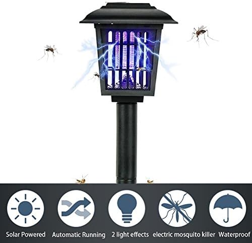 HeyMate Solar Bug Zapper IP44 Waterproof Bright UV Light Electronic Insect Killer 2 Lighting Modes Applicable to Yard, Camping, Gardens, Etc.(Square)