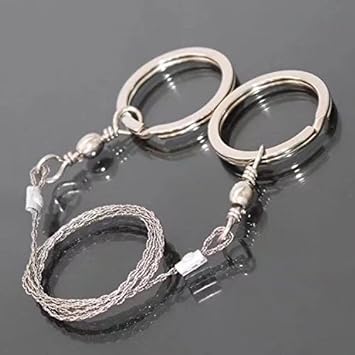 RICISUNG Mini Edelstahl Drahtsäge Notfall Camping Jagd Survival-Werkzeug Kette - Silber 2pcs
