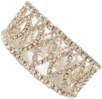 Luoke Mircopave Hollow Bangle Braclet Open Crystal Diamond Bracelet White Gold Plated Wedding Jewelry Bracelet (rose gold)