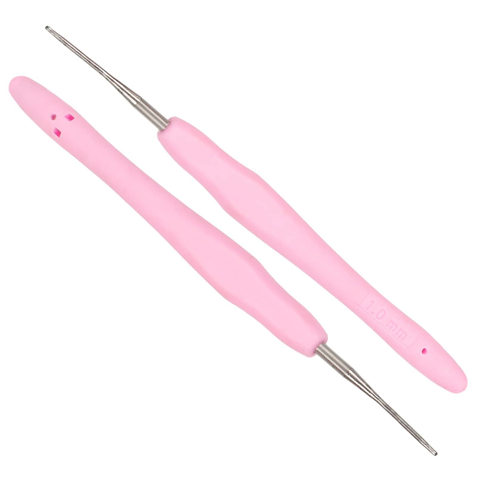 Coopay Crochet Hook 1.0mm 2 Pack, Steel Fine Thin, Small for Amigurumi and Crocheting, Tiny with Soft Handle Micro Crochet, Needles 1 mm UK Size (COOPAYGZY00636)