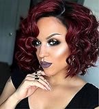 ATOZWIG Short Wigs for Black Women Red Wig India SynthesisHair African American Kinky Curly Wine Red Short Wigs