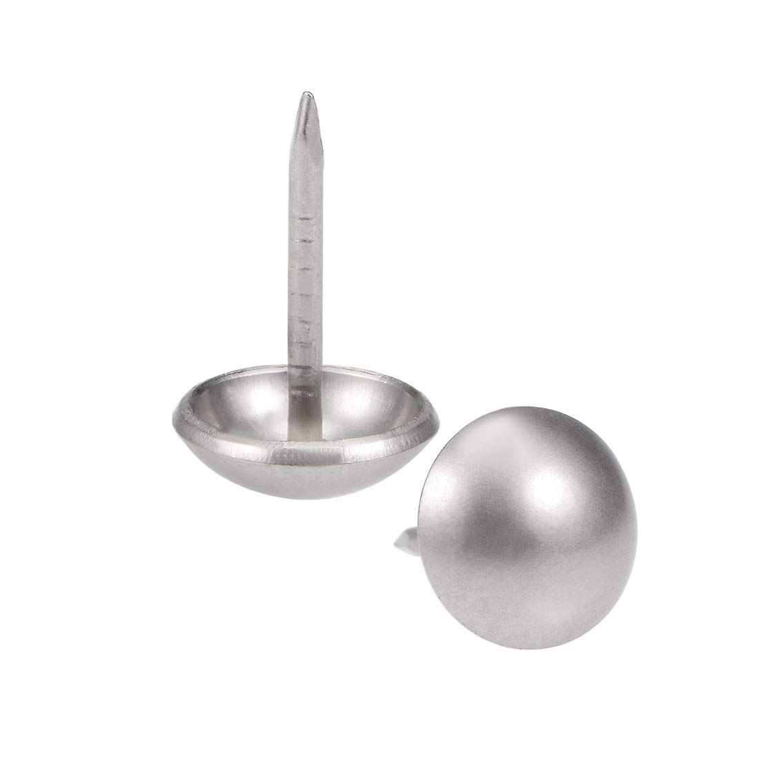 sourcing map Upholstery Nails Tacks 11mm Round Head 17mm Length Thumb Push Pins Silver Tone for Furniture Sofa Headboards, 100 Pcs