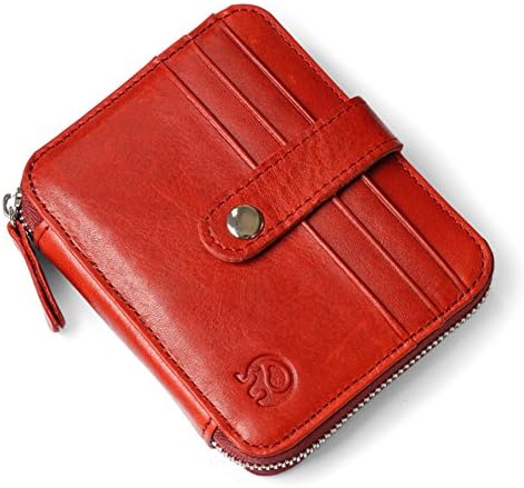Women Genuine Leather Wallet Coin Travel Card Case Red Color