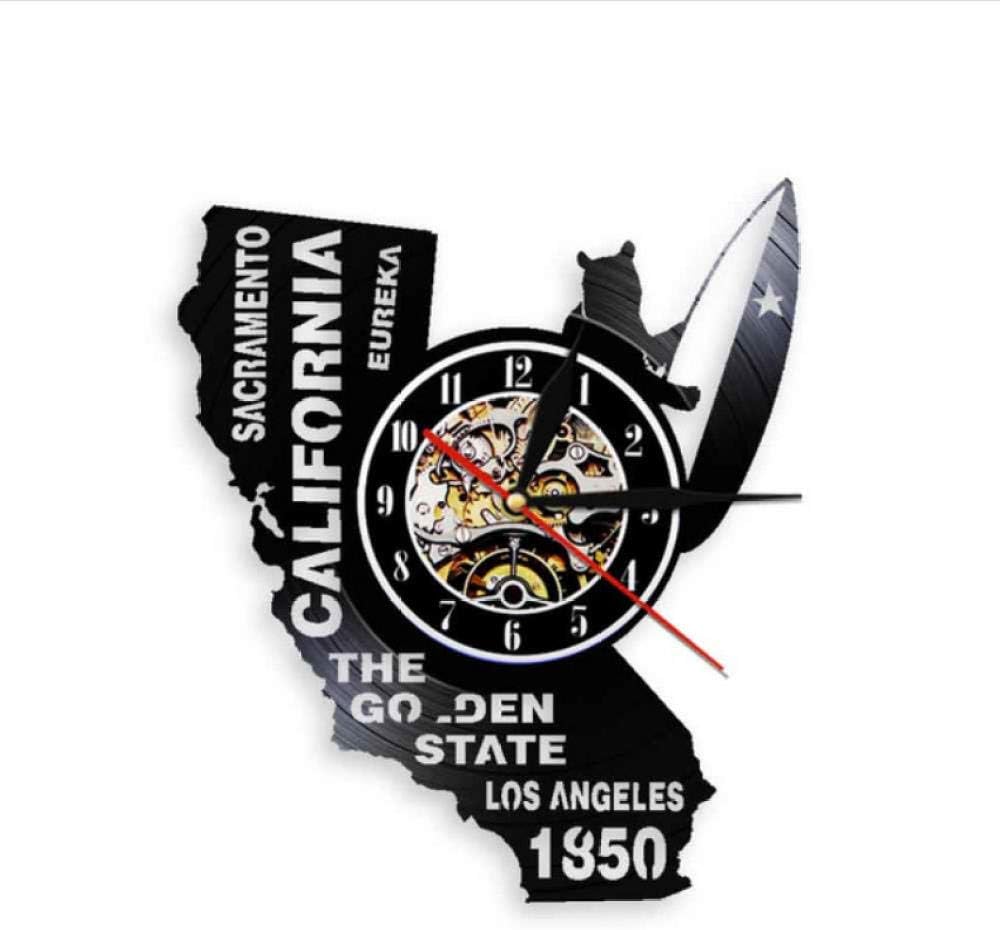 ZHRRYA Eureka The Golden State California State Home Wall Clock Sacramento Los Angeles Vinyl Record Wall Clock USA Travel Souvenir Gift