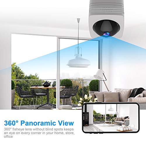 Security Camera WiFi IP Camera -1080P Home Wireless Baby/Pet Camera PORTOCAM 360Â° Fisheye Panoramic Camera with Motion Detection, Two-Way Audio, Night Vision and Remote Monitoring