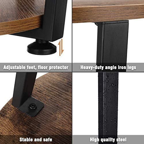 KingSo End Table Round 2Tier Industrial Side Table with Storage Shelf