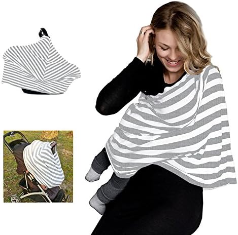 Nursing Breastfeeding Cover Scarf - Baby Car Seat Canopy ,Shopping Cart, Stroller, Car seat Covers for Girls and Boys - Best Multi-Use Stretchy