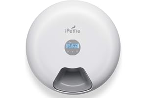 iPettie Donut 6-Meal Automatic Wet and Dry Food Pet Feeder with Programmable Timer, Auto Dispenser for Cat and Small & Medium Dog, Batteries & USB Power Supply, White