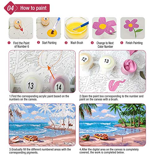 Toudorp Malen nach Zahlen Kits 16x20 Zoll Leinwand Ölgemälde DIY Acrylmalerei, Mit Acrylfarben und Pinseln - Katze und… – Bild 6