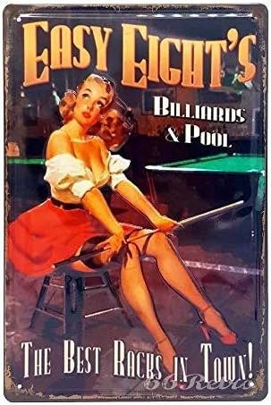 Darlene Rodrigueze Personalized Home Decoration Easy Eight's Billiards, Retro Embossed Metal Tin Sign, Wall Decorative Sign 8"x12"