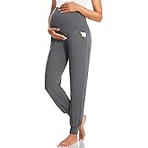 HIGHDAYS Maternity Pants with Pockets, Over Belly Maternity Leggings, Thick Pregnancy Joggers Sweatpants for Active Workout