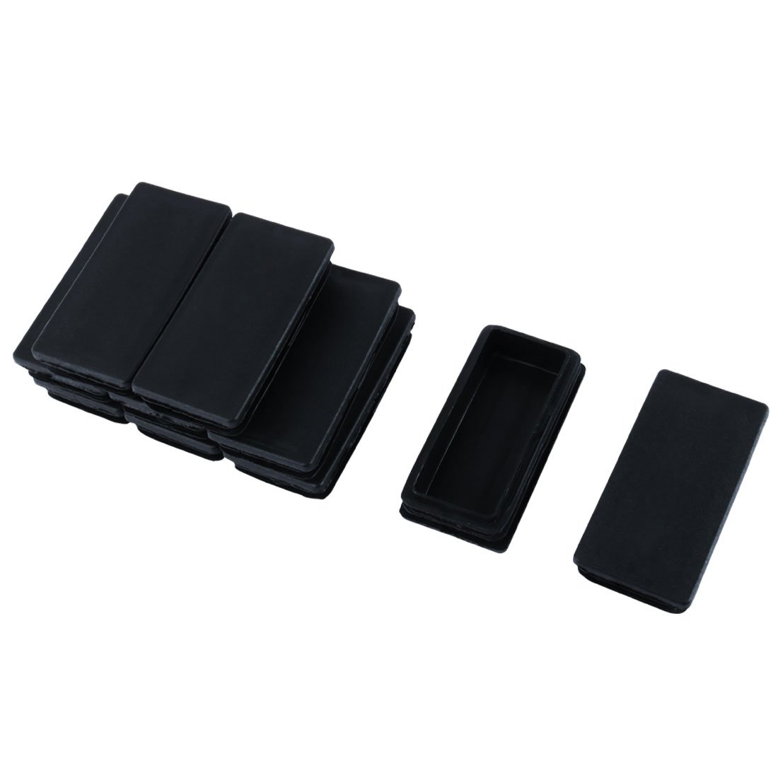 sourcing map Plastic Furniture Table Chair Leg Rectangle Tube Pipe Insert Cap 50mm x 100mm 10pcs Black
