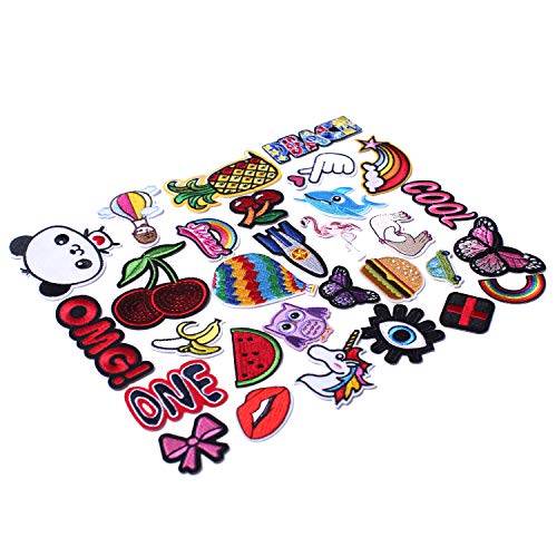 SHELCUPCool Embroidered Iron Patches, for Jackets, Packs, Jeans, Assorted Styles, OMG Assortment, 30pcs
