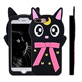iPhone 7 Plus Case, MC Fashion Cute 3D Japan Cartoon Sailor Moon Crystal Black Cat Luna Protective Silicone Rubber Case Skin for iPhone 7 Plus (2016) (Sailor Moon Crystal-Luna Cat)