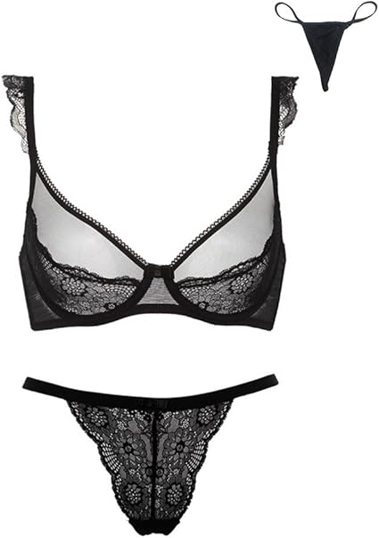 Amazon Aikosha Network ブラ ショーツ Tバックのセット商品 下着 ノンパテッドブラ レースカップ ワイヤー ストリングショーツ セクシー セット 通販