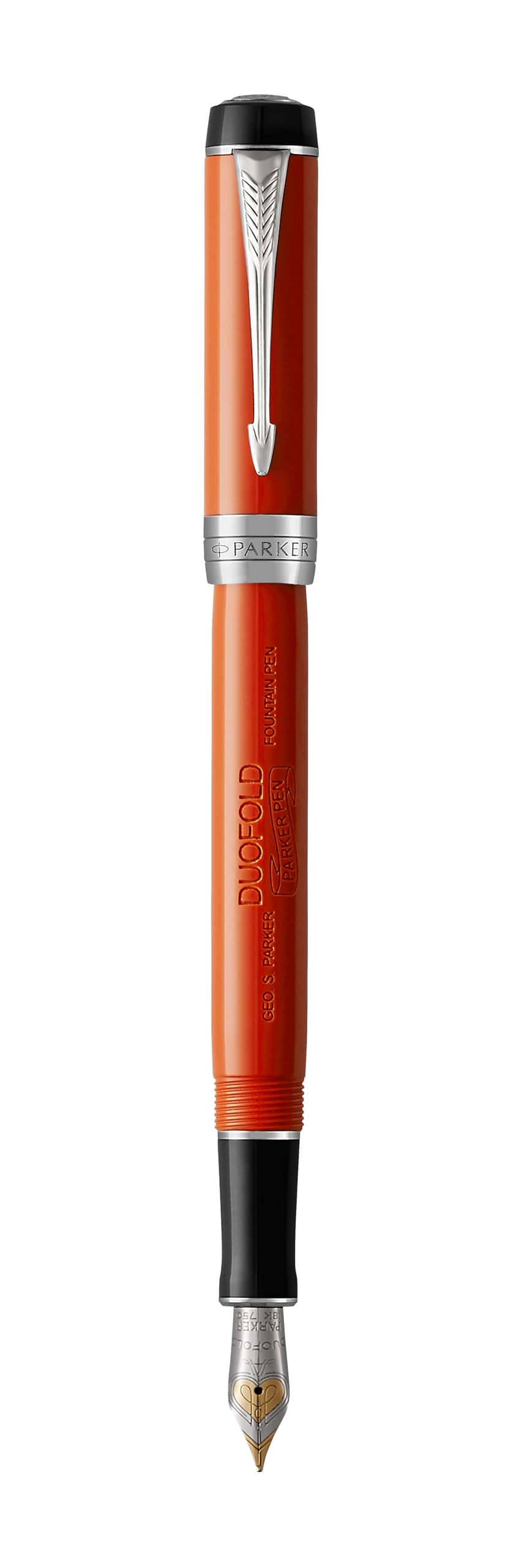 Parker Duofold Centennial Fountain Pen | Classic Big Red Vintage | Medium Solid Gold Nib | Black Ink and Convertor | Premium Gift Box — image 1