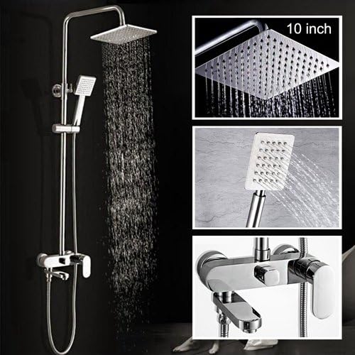TougBoo Bathroom Shower Set 8-10-12 Inch Rain Shower Head Bath Shower Mixer With Hand Shower,Clear