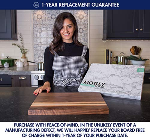 Large Multipurpose American Walnut Wood Cutting Board with Cherry/Maple Accents: 17x13x1.1 Reversible Charcuterie Board with Cracker Holder (Gift Box Included) by Sonder Los Angeles - Thumbnail 4