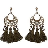 YChoice Beautiful Earrings Decoration Fashion Pearl Tassel Earrings for Women Elegent Earrings Gift(Army Green)