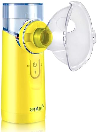 entair Portable Mesh Nebulizer machine with USB Port and Nebulizer Kit for Adult and child mask (Yellow) | CE & RoHS Certified | Easy to use & Carry