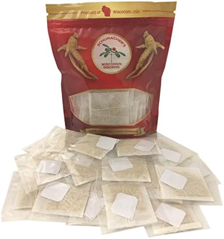 American Ginseng Tea-40 Bags, 100% Pure Wisconsin Ginseng roots - BEST Herbal Tea made from Wisconsin Ginseng roots. Tea helps with Anxiety, Stress, Energy, Fatigue, Health. Tea by Schumacher Ginseng