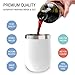 Stainless Steel Stemless Wine Glass Tumbler | Double Wall Vacuum Insulated Travel Tumbler Cup for Coffee, Wine, Cocktails, Ice Cream | Sweat Free, Unbreakable, BPA Free, Powder Coated (White, 12 oz)